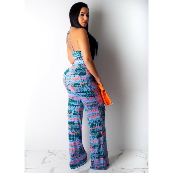 Cameo | Purple & Pink tie dye print two piece pant set | medium - Picture 8 of 10